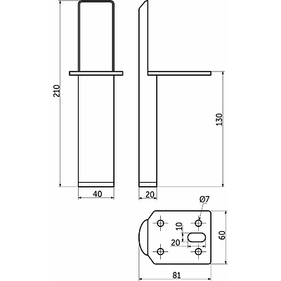 Опора меб. мет. KLEO h130 для пуфов инокс AKS - фото 2