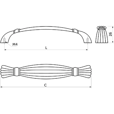 Ручка меб. скоба мет. MAGIA 128 матовая античная латунь AKS - фото 3