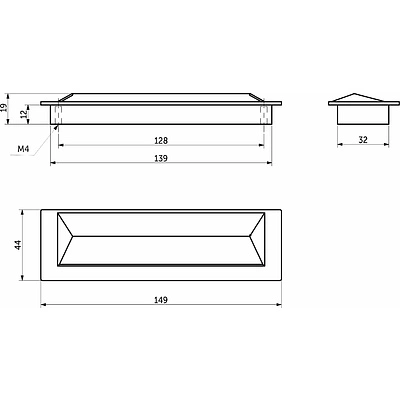 Ручка меб. врезная мет. TIARA 128 брашированное золото, AKS - фото 2