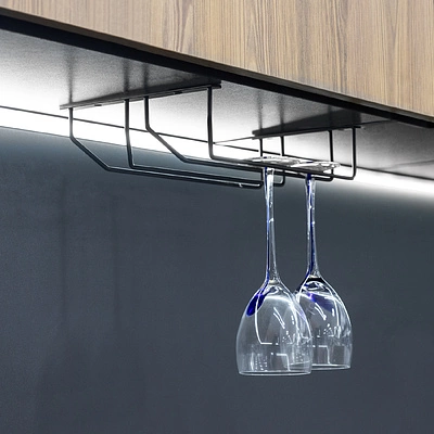 Держатель подвесной для бокалов двухрядный 340*65*205, черный AKS - фото 3