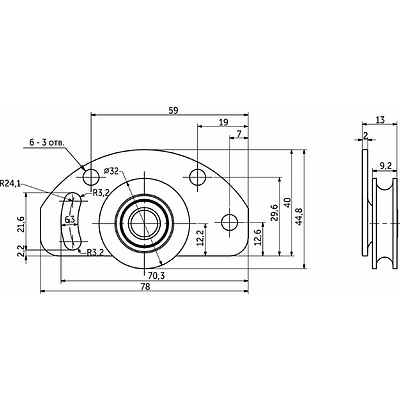 Ролик FAST для раздвижных дверей нижний AKS 50 кг - фото 1