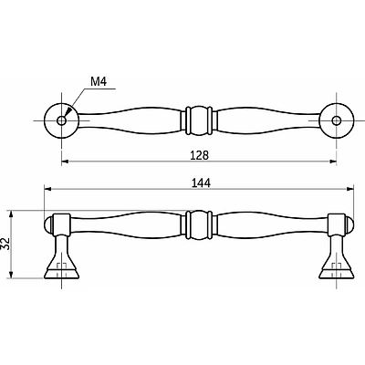 Ручка меб. скоба мет. EVA 128 античная латунь, AKS - фото 2