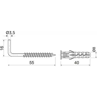 Дюбель распорный с прямым крюком 08*40*50 (уп/10шт) AKS - фото 2