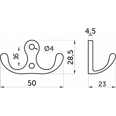 Крючок меб. двухрожковый мет. WP19 белый матовый GRIDLI - фото 2