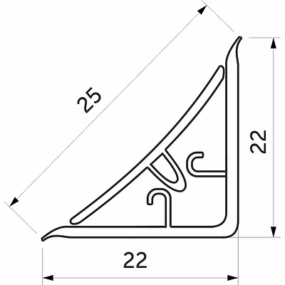 Плинтус алюминевый к столешнику LA хром EL-MECH-PLAST (1шт=3м.п.) - фото 2