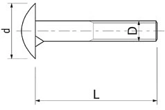 Болт с полукруглой головкой М6*60 с усом, неполн. резьба, цинк (1кг=80шт) - фото 2