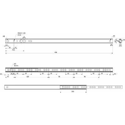Направляющая шариковая L-406 h=17 AKS A - фото 2