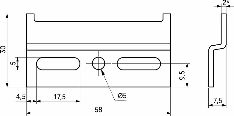 Шина для навесов L=58мм (2,0мм) тип 2 (уп/500шт), AKS - фото 2
