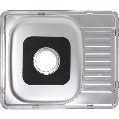 Мойка н/сталь, прямоугольная одночашевая, 580*480мм, матовый хром, врезн на столешницу, AKS (0,8 мм) - фото 3