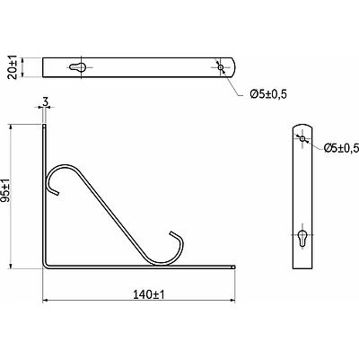 Полкодержатель мет. SONATA 140*95*20*3, черный AKS - фото 2
