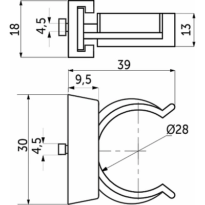 Крепление опоры кухонной пласт. (клипса под пластиковый цоколь), черный РБ - фото 2