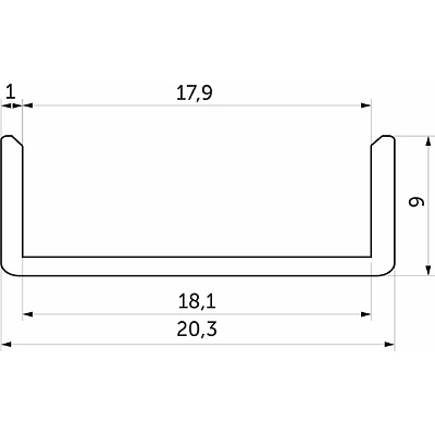 Профиль алюминиевый С-18 натур анода накладной (3м) - фото 2