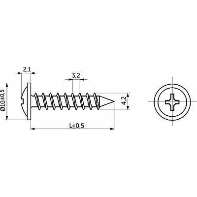 Саморез с прессшайбой острый 4,2*13 (уп/20шт) AKS - фото 2