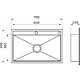 Мойка н/сталь, прямоугольная одночашевая, 700*460мм, черный, врезн на/вровень столешнице, AKS (3,2мм) - фото 7