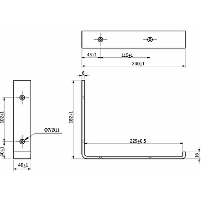 Полкодержатель мет. VANGOG 182*228*40*6 черный AKS - фото 2