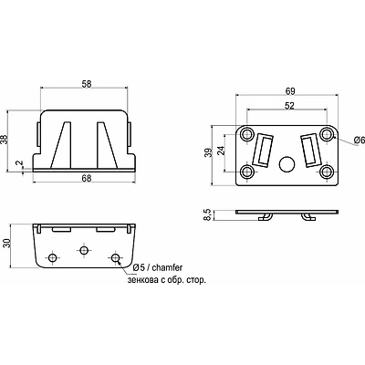 Кроватное крепление (зацеп) центральный (уп/200компл), AKS - фото 2
