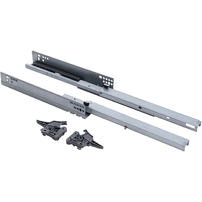 Направляющая скрытого монтажа L-400 push to open ДСП до16mm с замками AKS SLIM SLIDE полное выдвижение - фото 1