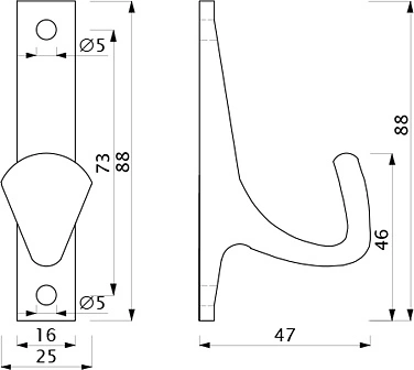 Крючок меб. однорожковый мет. DELTA черный AKS - фото 2