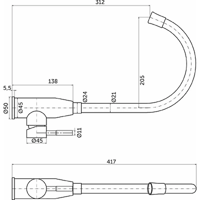 Смеситель для кухни однорычажный гибкий, HDС-8104, черный, AKS - фото 2