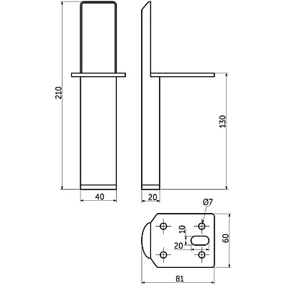 Опора меб. мет. KLEO h130 для пуфов инокс AKS - фото 5