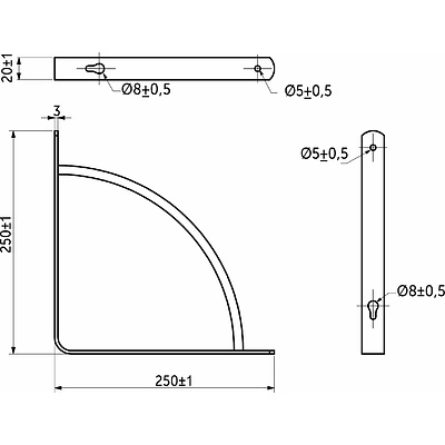 Полкодержатель мет. ORBIT 250*250*20*3, черный AKS - фото 2