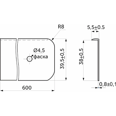 Планка торцевая к столешнице 38 R8 правая алюминий AKS - фото 2