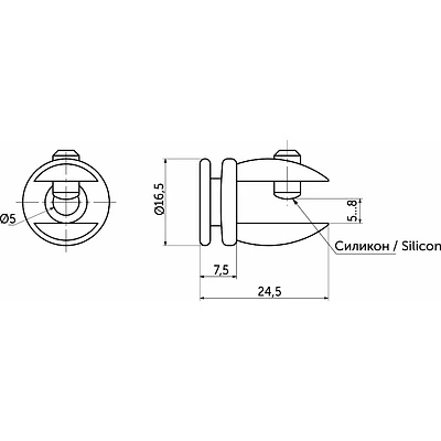 Полкодержатель для стекла мет. АК133 (6-8мм) черный матовый AKS - фото 2