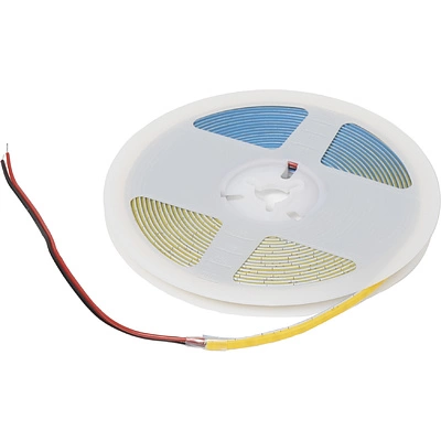 Лента светодиодная COB - 12W/m, 12V, 5мм, 400 д/м, IP20, теплый белый (3000K), CRI>90, 1000 Lm, узкая, 5м, AKS - фото 1