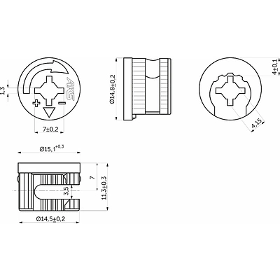 Эксцентрик 15x11,5 для плиты 16 мм стальной (уп/100 шт) AKS - фото 2