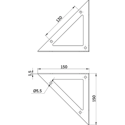 Полкодержатель мет. RISE 150*150*150*1.5 белый AKS - фото 2