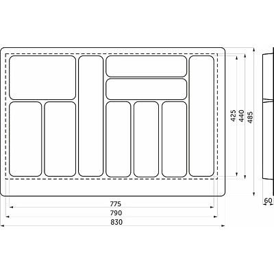 Лоток для столовых приборов 900 MARBLE 830*485, бело-золотой мрамор AKS - фото 2
