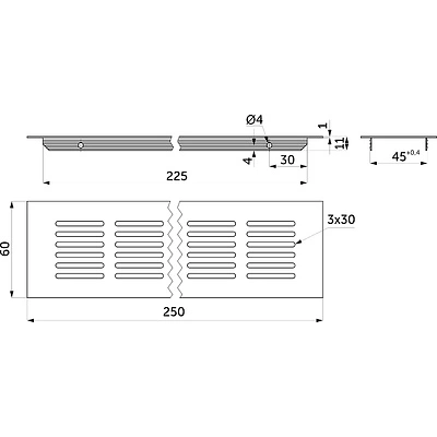 Решетка вентиляционная 250х60мм темно-коричневая алюминий AKS - фото 2