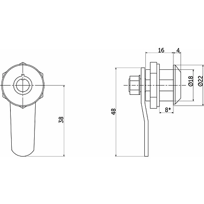 Замок для распашной двери механический 103-16 AKS с тубулярным (круглым) ключом - фото 2