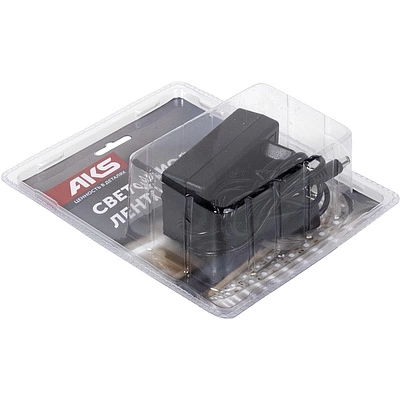 Лента светодиодная - 4,8W/m, 12V, 8мм, 2835, 60 д/м, IP20, теплый белый (3000K) - 5м, + блок питания, AKS - фото 4