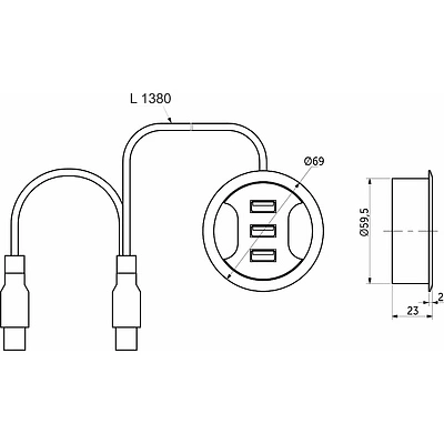 Разветвитель USB, 3 выхода, белый, AKS - фото 2