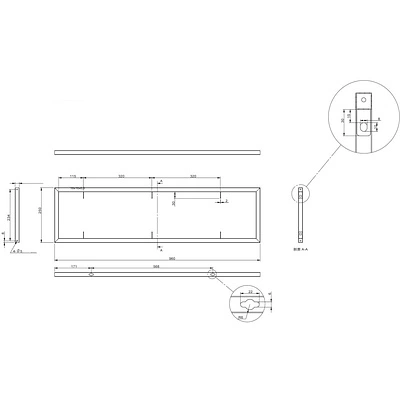 Полкодержатель мет. RENUAR 250*960, черный AKS - фото 2