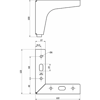 Опора меб. мет. h100 угловая черный GRIDLI - фото 2