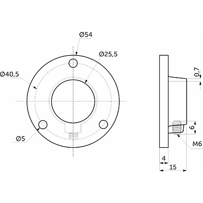 Крепление (розетка) трубы d25 (510) сталь, черный AKS - фото 2