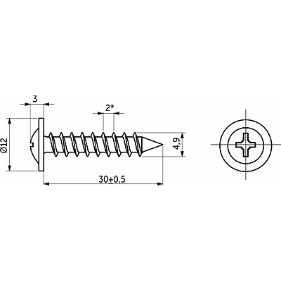 Саморез с прессшайбой острый 5,0*30 (уп/5тыс.), РП - фото 2