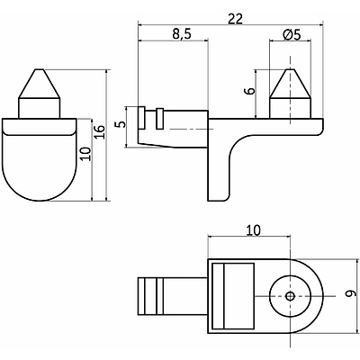 Полкодержатель для корпусных полок мет. SEKURA 6 никель (1 уп. = 50 шт.) AKS - фото 2