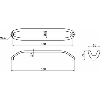 Ручка меб. скоба мет. JAZZ 160 матовый никель, AKS - фото 1