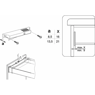 Ручка с поводком внутреннего ящика Slimbox AKS 13,5-21мм белая - фото 4