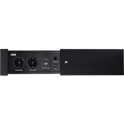 Выдвижной удлинитель Hollander, 2 розетки, 2xUSB, HDMI, LAN, черный AKS - фото 4