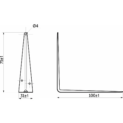 Полкодержатель мет. 100*75 белый AKS (тип 2) - фото 2