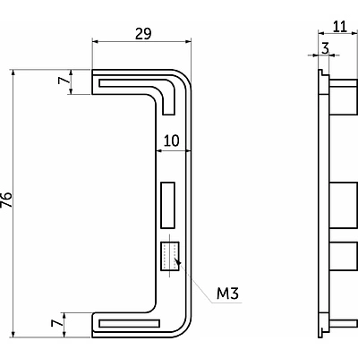 Комплект заглушек металлич. к профилю Gola, С-образных (левая+правая) белый глянец 3 AKS - фото 2