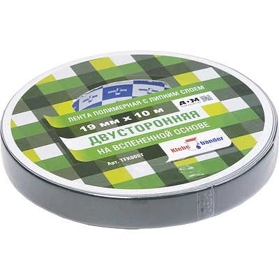 Двухсторонняя клейкая лента на вспененной основе 19мм*10м, Klebebanber - фото 1
