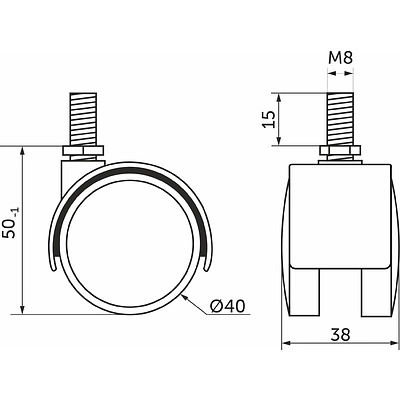 Колесо меб. пласт. d40 с винтом М8, черный AKS - фото 2