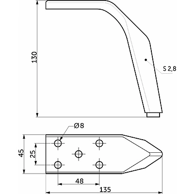 Опора меб. мет. HARMONY h130 матовый хром AKS - фото 2