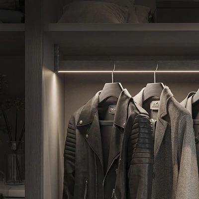 Штанга гардеробная прямоуг. FAME LUMI L-1000 с демпфером, черный браш AKS - фото 6