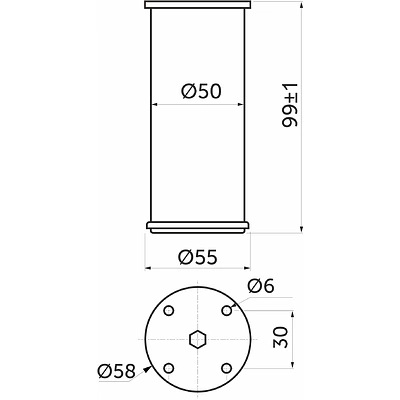 Опора меб. алюм. D-867 h100 мат.хром AKS - фото 2